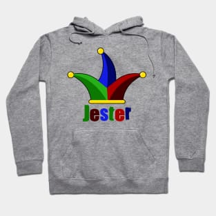 Jester with jester hat in green, blue, red, yellow and black Hoodie